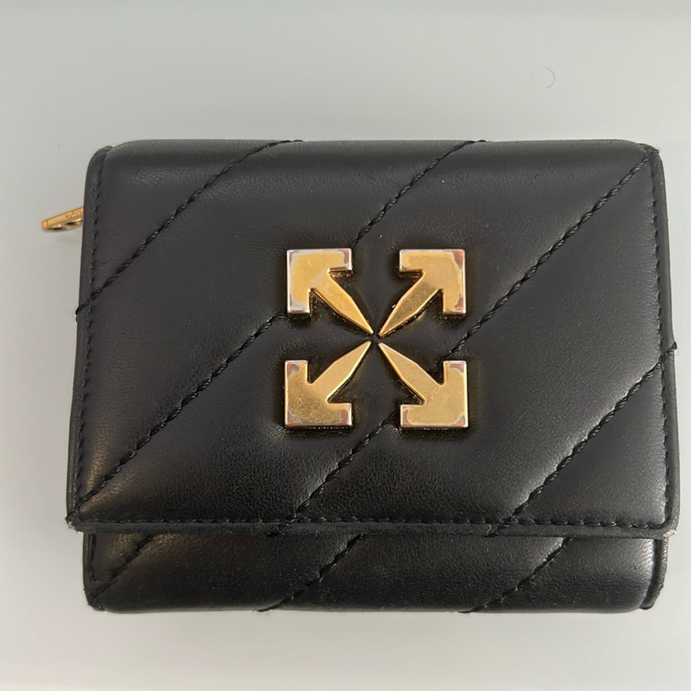 Off-White c/o Virgil Abloh Jackhammer Trifold Wallet Black Leather